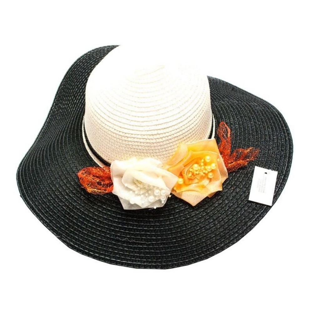 Women Summer BEACH Straw Hat Black